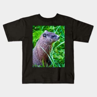 Groundhog in the Grass Photograph Kids T-Shirt